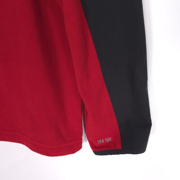 THE NORTH FACE Men’s LARGE TKA 100 Glacier Fleece Pullover Red Black Quarter Zip - Picture 7 of 9